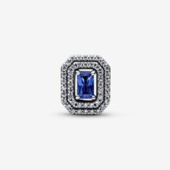 Pandora Blue Sparkling Leveled Rectangular Charm - Picture 3 of 4